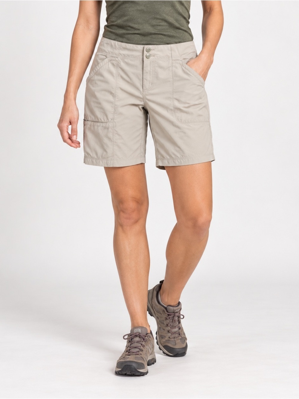 Mountain Hardwear Womens Shorts Size 8 Tan Nylon Outdoor Hiking Stretch *Mark